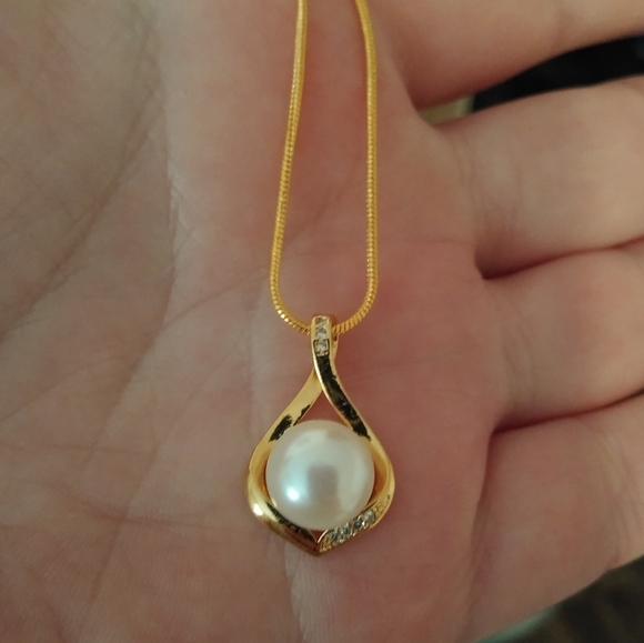 14k Gold Over Sterling Silver Akoya Pearl Jeweled Fancy Pendant Necklace Set